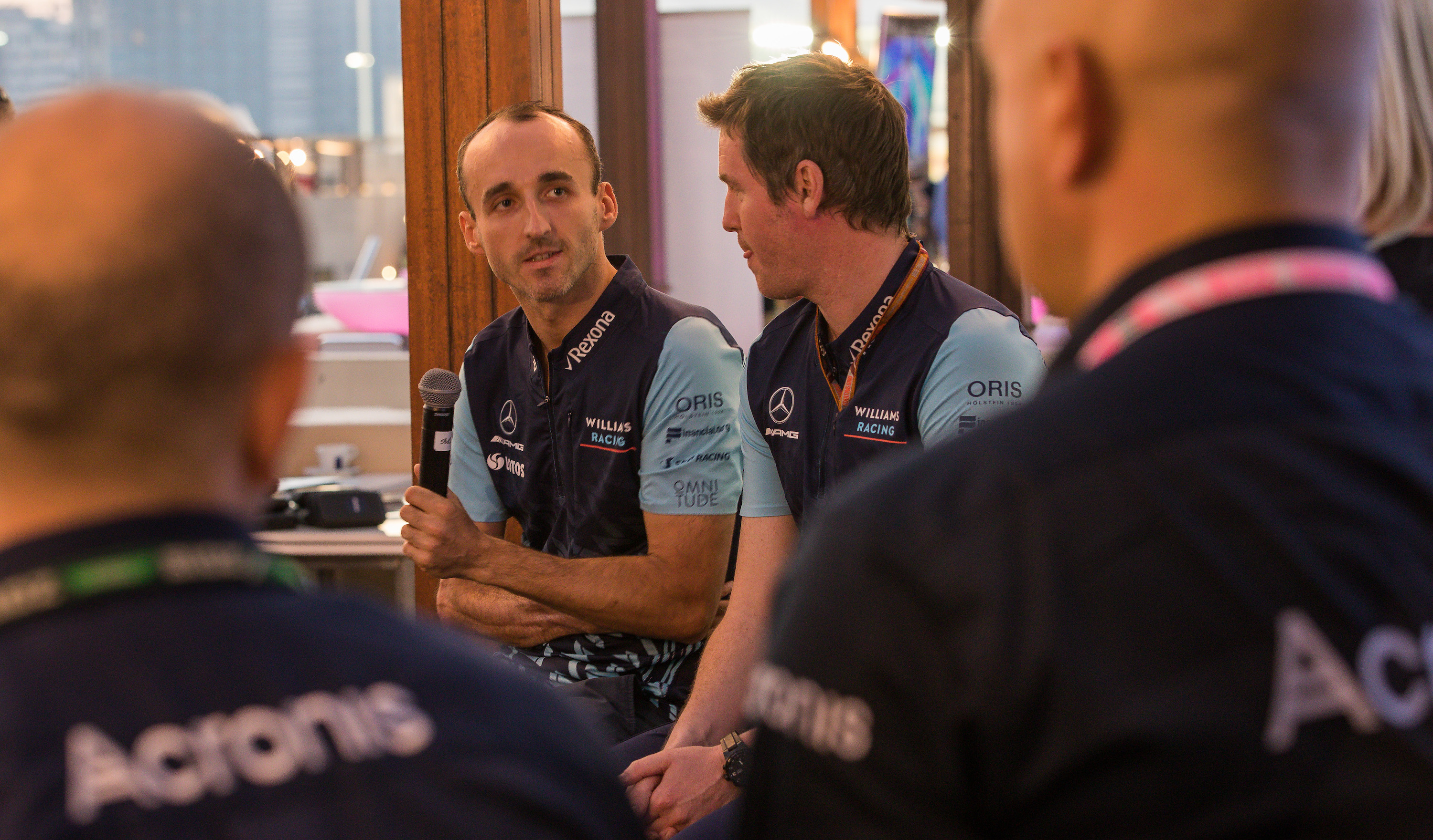 Robert Kubica at a press conference with Acronis.