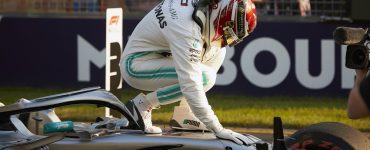 Lewis Hamilton celebrates pole in Australia