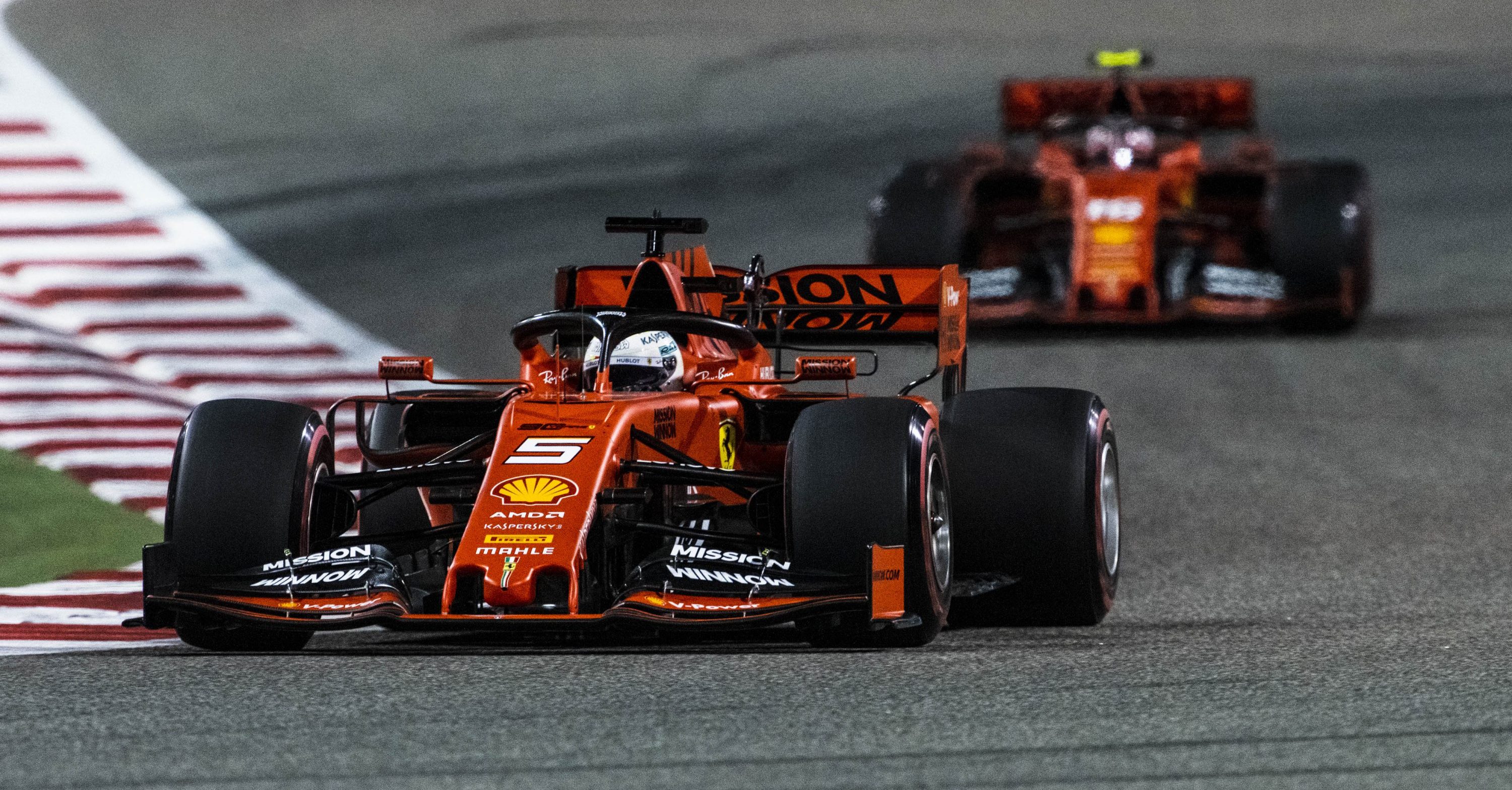 Charles Leclerc and Sebastian Vettel in Bahrain