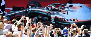 Lewis Hamilton celebrates his Spanish Grand Prix victory